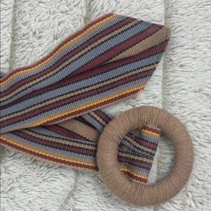 Vintage Wide Woven Belt Horizontal Striped